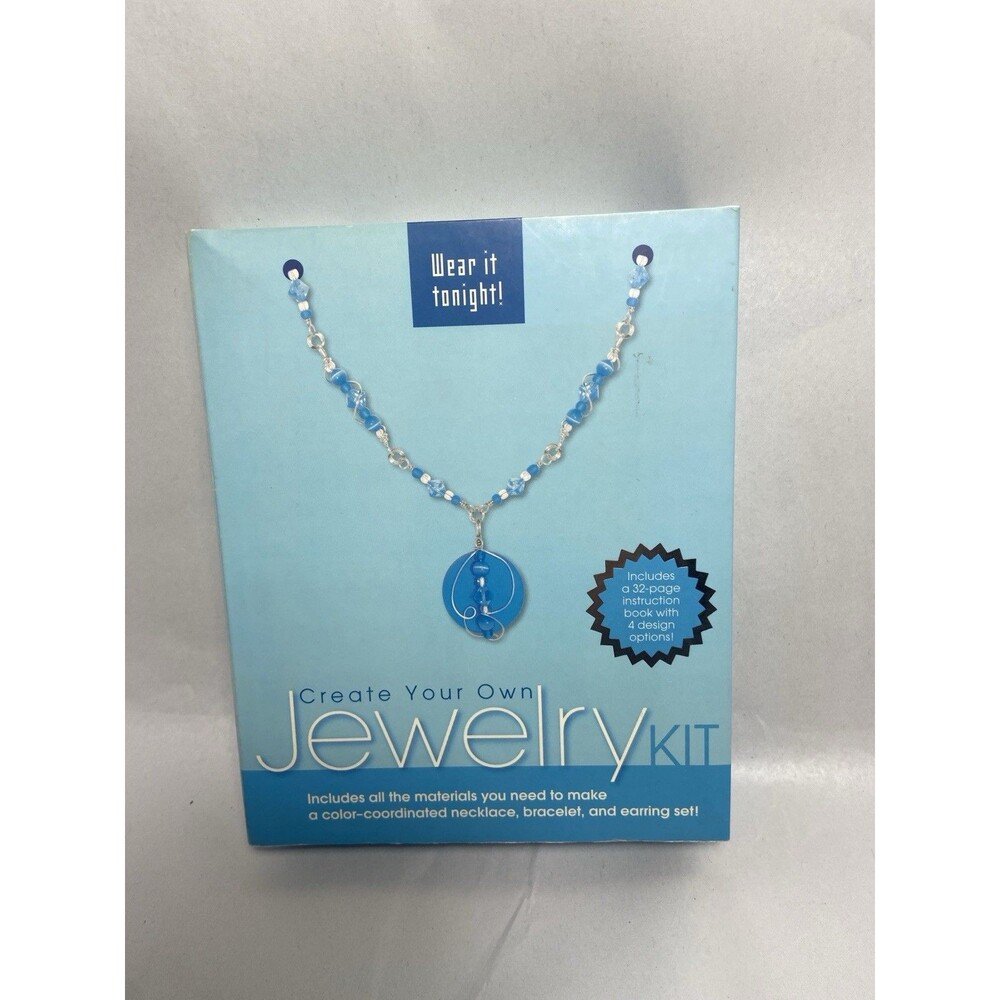 Create Your own Jewerly Kit Blue Clear Project Box Sealed